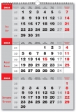 Calendar triptic doua culori, 33 x 48 cm, 12 file, 2024